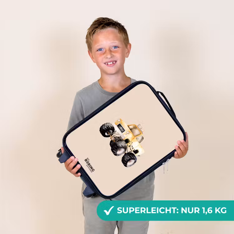Kinderkoffer - Gelber Monstertruck auf einem beigen Hintergrund — 2