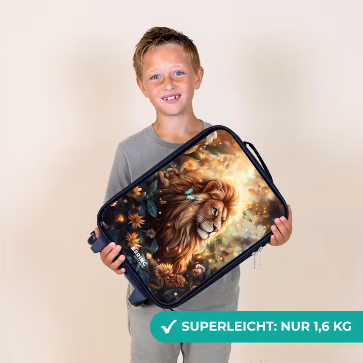 Kinderkoffer - Löwe mit Schmetterlingen im blühenden Dschungel — 2