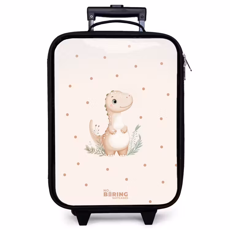 Kinderkoffer - Beigefarbener Dino auf getupftem Hintergrund — 1