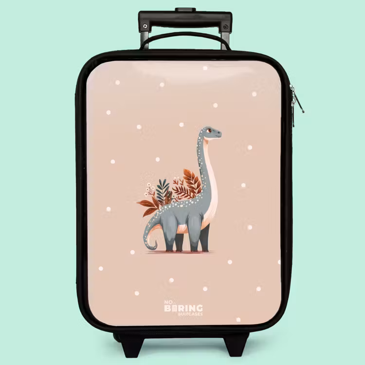 Kinderkoffer - Blauer Dinosaurier auf beigefarbenem Tupfenhintergrund — 3