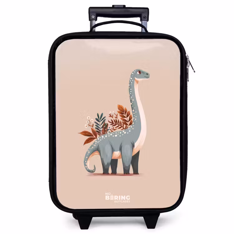 Kinderkoffer - Blauer Dinosaurier auf einem beigen Hintergrund — 1