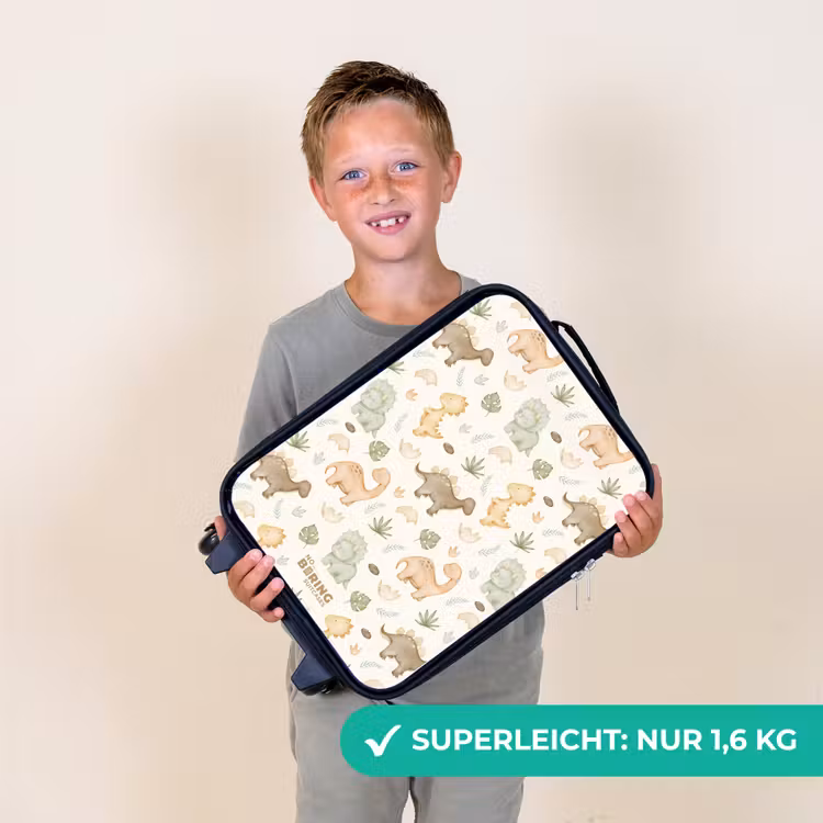 Kinderkoffer - Dino-Muster in Pastellfarben — 2