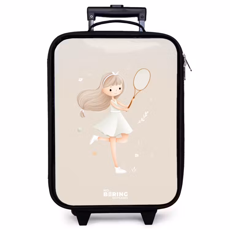 Kinderkoffer - Mädchen spielt Tennis in beigen Farben — 1