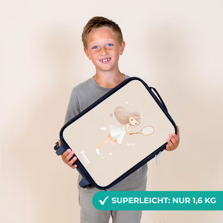 Kinderkoffer - Mädchen spielt Tennis in beigen Farben — 2