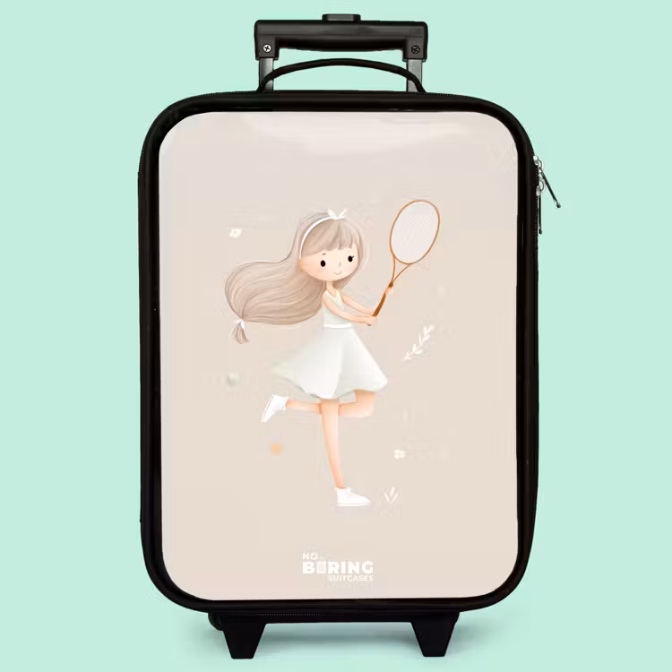 Kinderkoffer - Mädchen spielt Tennis in beigen Farben — 3