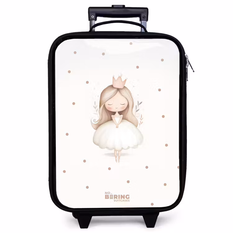Kinderkoffer - Ballerina Prinzessin zwischen beigen Tupfen — 1