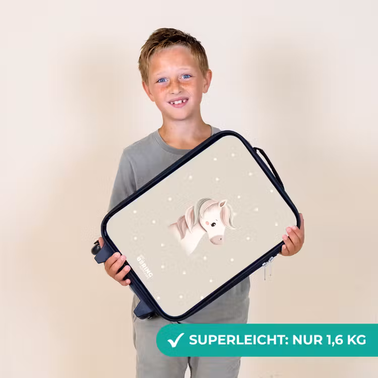 Kinderkoffer - Pony umgeben von Punkten in Beigetönen — 2