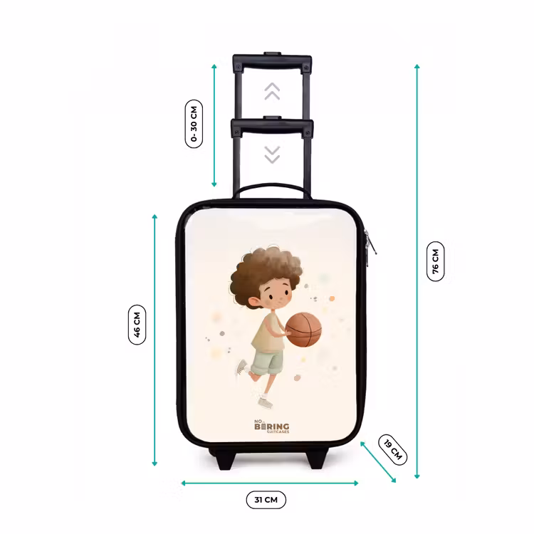 Kinderkoffer - Junge mit einem Basketball in Beigetönen — 7