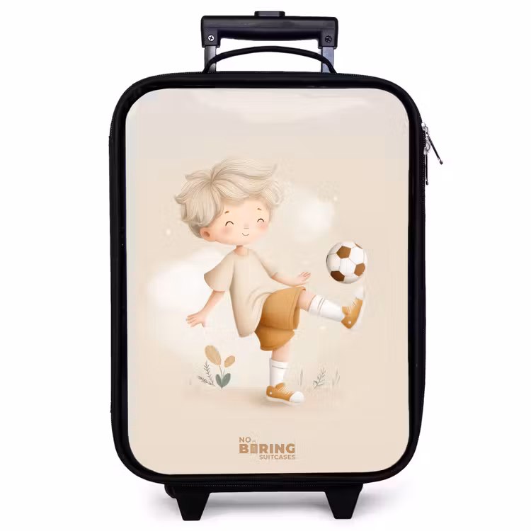 Kinderkoffer - Junge mit einem Fußball in beigen Farben — 1