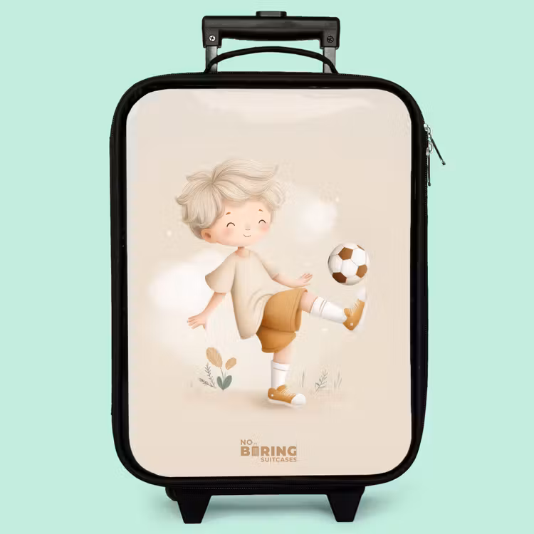 Kinderkoffer - Junge mit einem Fußball in beigen Farben — 3