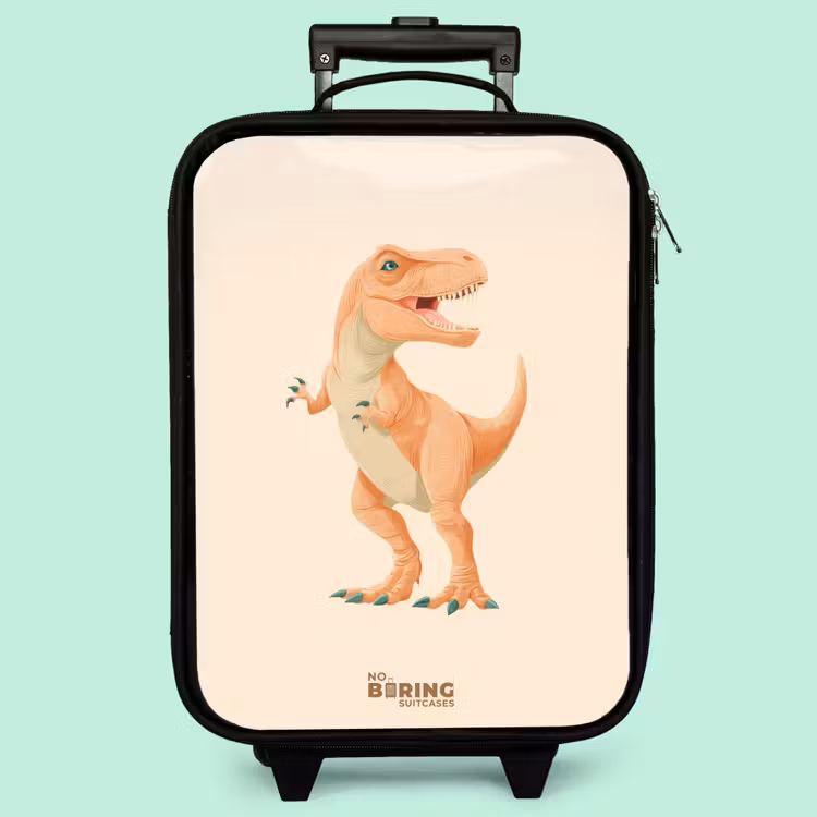 Kinderkoffer - T-rex dino in orangefarben — 3
