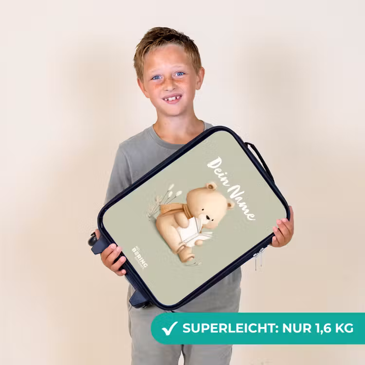 Kinderkoffer - Ein Braunbär mit einem Buch - Grün — 2
