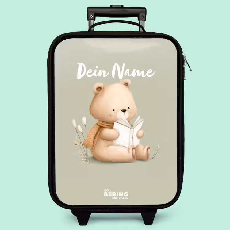 Kinderkoffer - Ein Braunbär mit einem Buch - Grün — 3