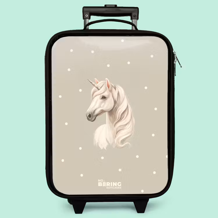 Kinderkoffer - Einhorn umgeben von Polka Dots in neutralen Farben — 3