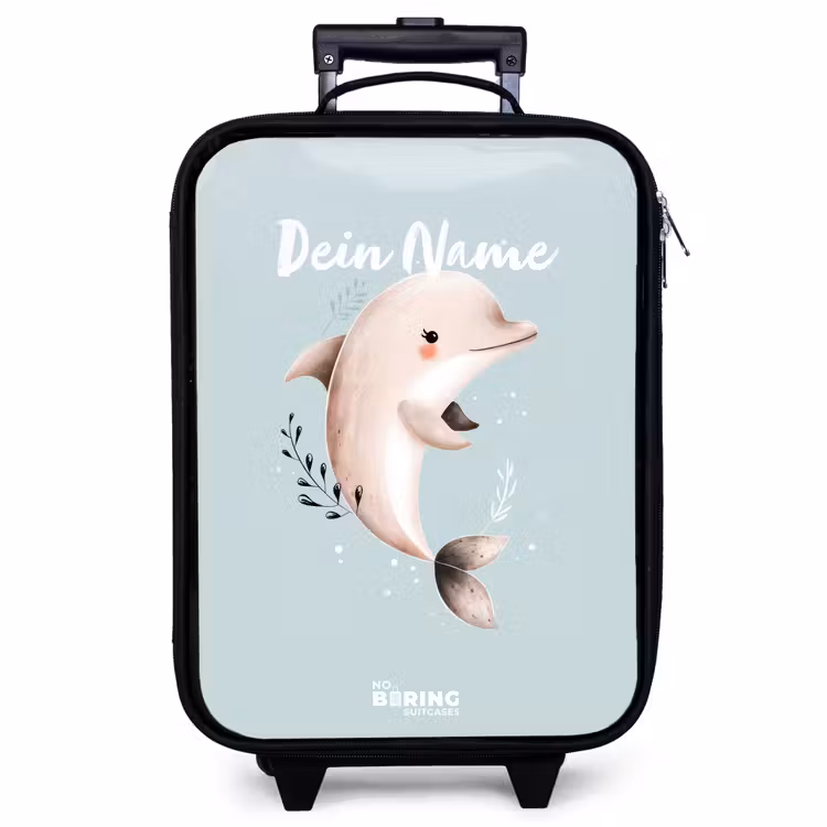 Kinderkoffer - Beigefarbener Delphin in blauem Wasser — 1