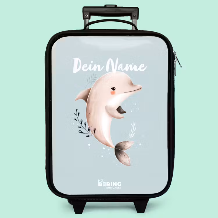 Kinderkoffer - Beigefarbener Delphin in blauem Wasser — 3