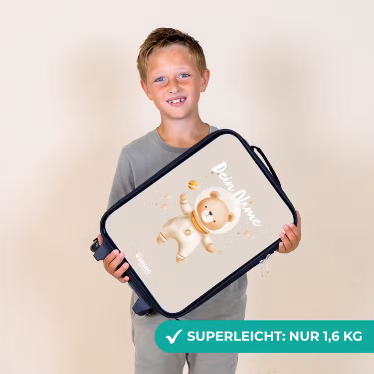 Kinderkoffer - Beigefarbener Weltraumbär schwebt zwischen den Sternen — 2
