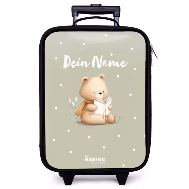 Kinderkoffer - Ein Braunbär liest ein Buch - Grün — 1