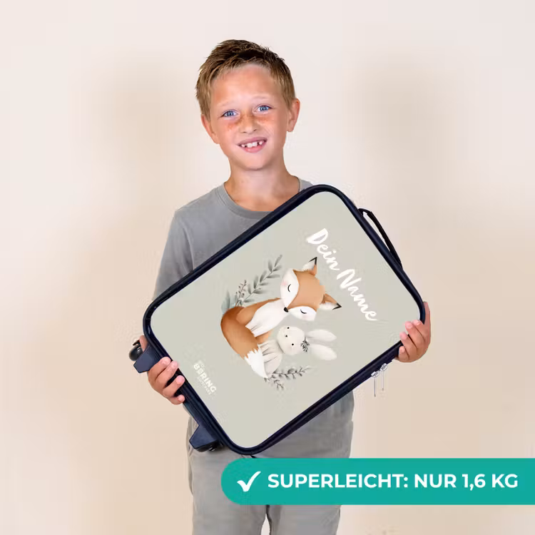 Kinderkoffer - Fuchs und Kaninchen umgeben von grünen Blättern — 2