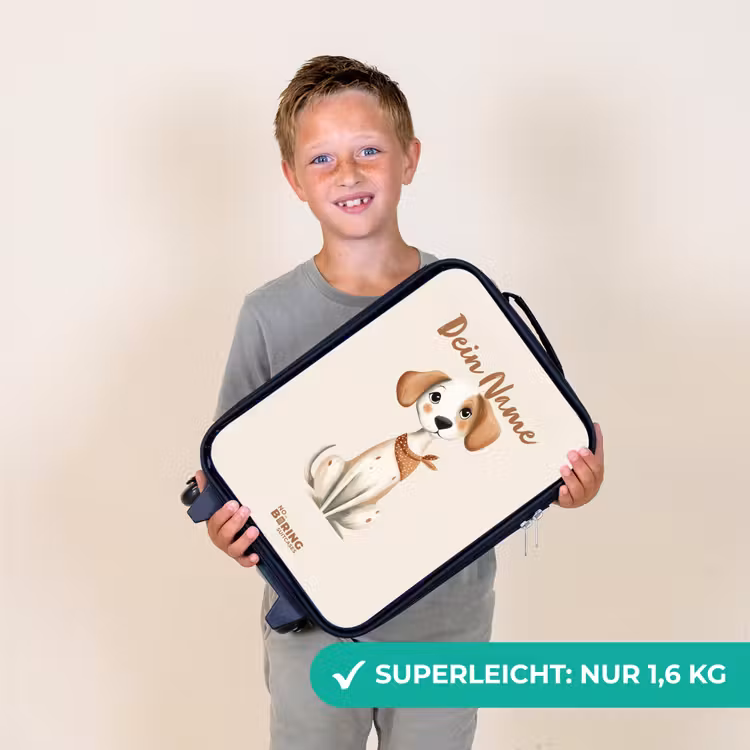 Kinderkoffer - Braun gefleckter Welpe auf beigem Hintergrund — 2