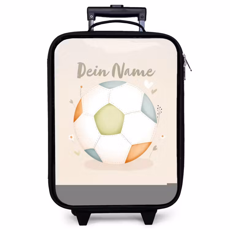 Kinderkoffer - Fußball in beigefarbenen Pastellfarben — 1