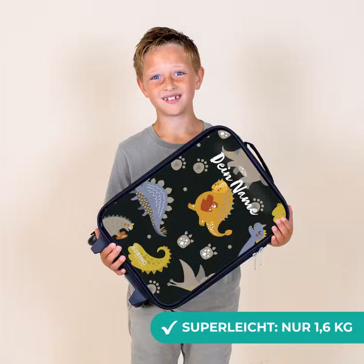 Kinderkoffer - Schwarz - Liebevoller Dinosaurier — 2
