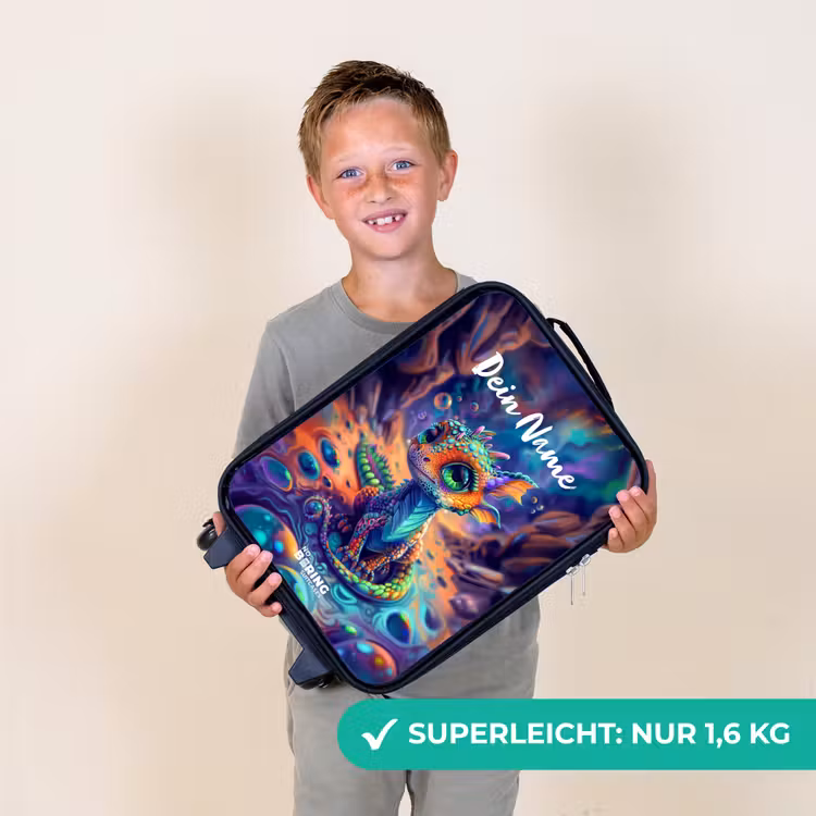 Kinderkoffer - Verschnörkelter Saphir-Drache — 2