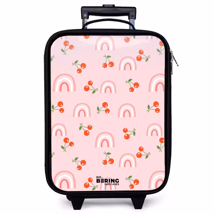 Kinderkoffer - Rosa mit Regenbogen- und Kirschenmuster — 1