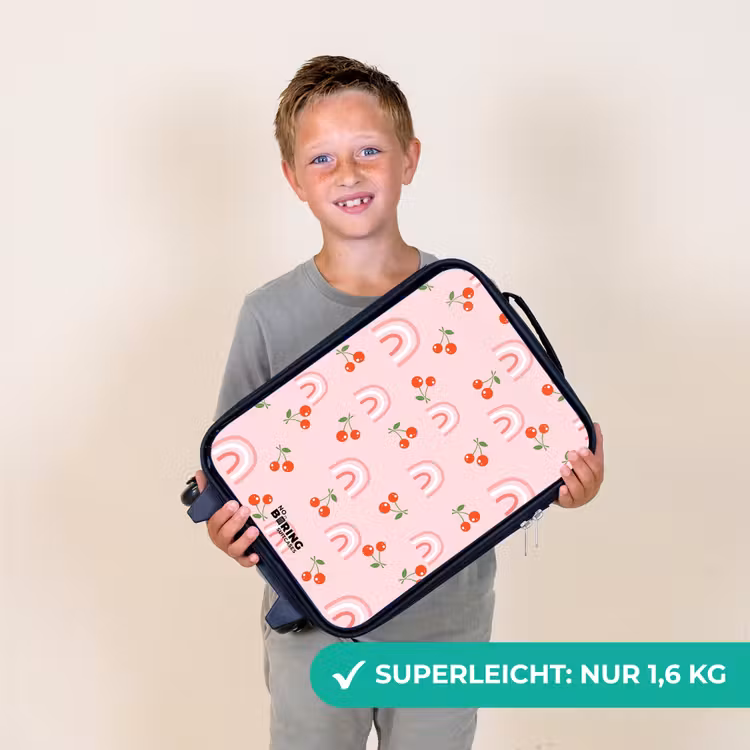 Kinderkoffer - Rosa mit Regenbogen- und Kirschenmuster — 2