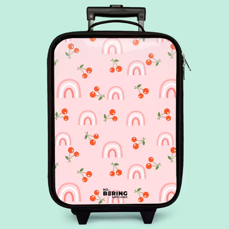 Kinderkoffer - Rosa mit Regenbogen- und Kirschenmuster — 3