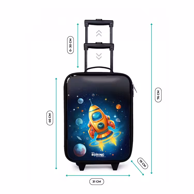 Kinderkoffer - Orangefarbene Rakete am Sternenhimmel — 4