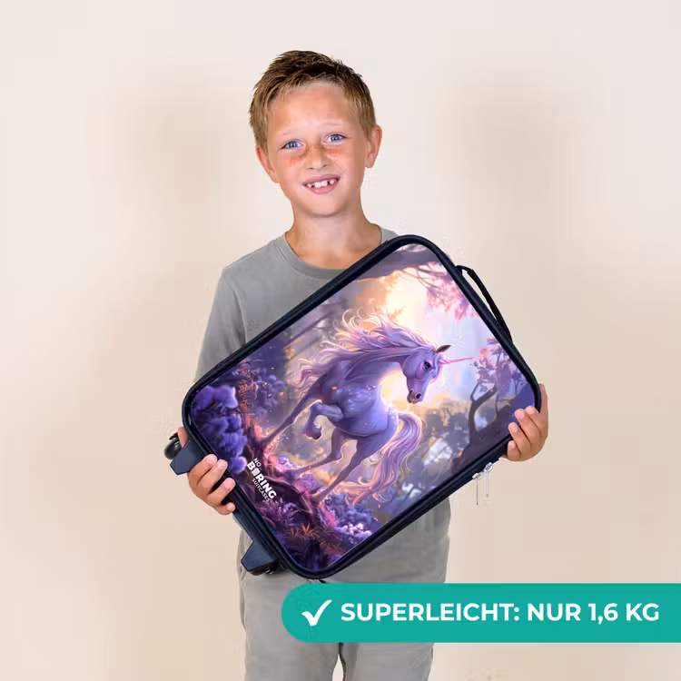 Kinderkoffer - Porträt eines Einhorns zwischen lila Blumen — 2