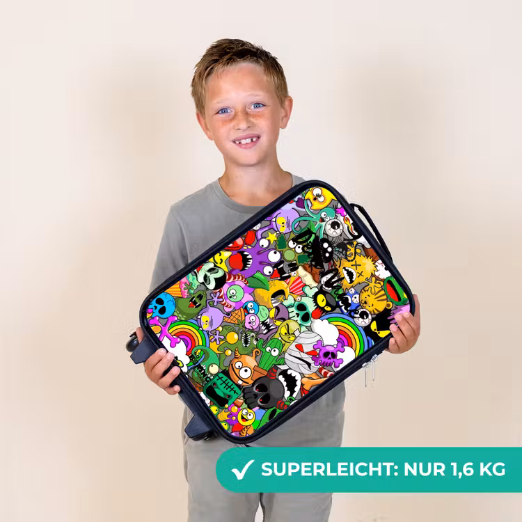 Kinderkoffer - Chaotisch-bunte Monster-Muster — 2