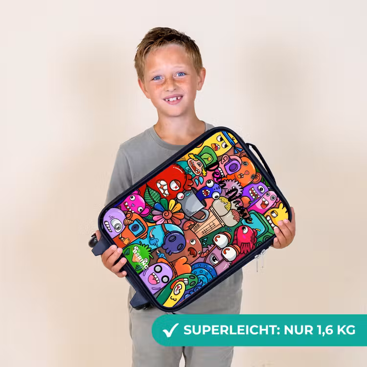 Kinderkoffer - Monster, Blumen und Eiscreme-Muster — 2