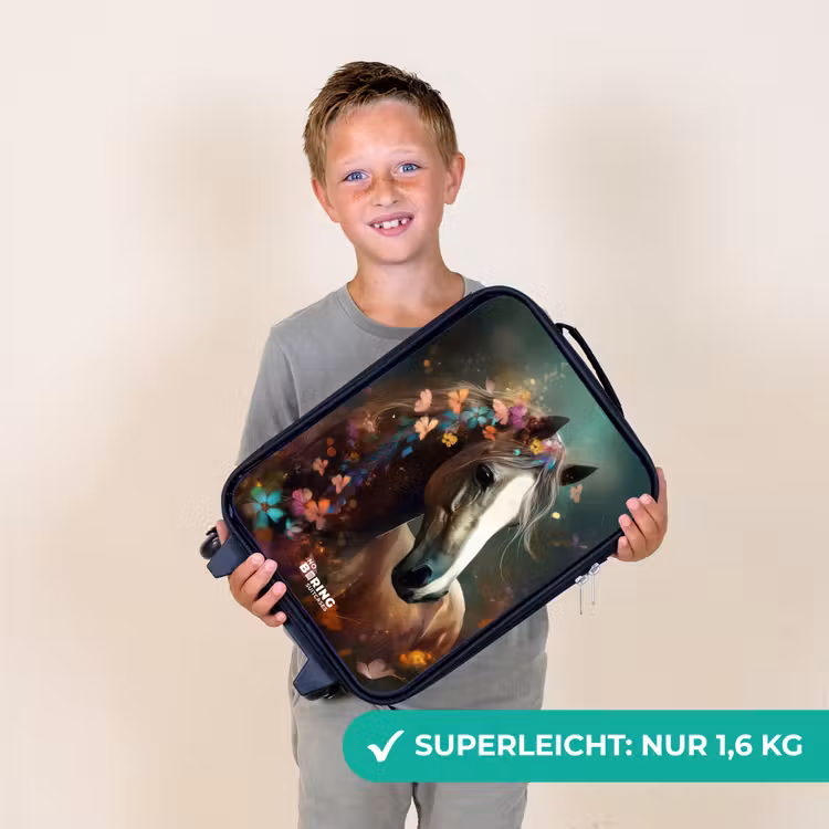 Kinderkoffer - Hellbraunes Pferd zwischen Blumen — 2