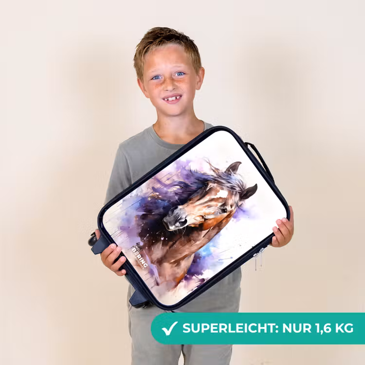 Kinderkoffer - Aquarelliertes Pferd mit bunten Spritzern — 2