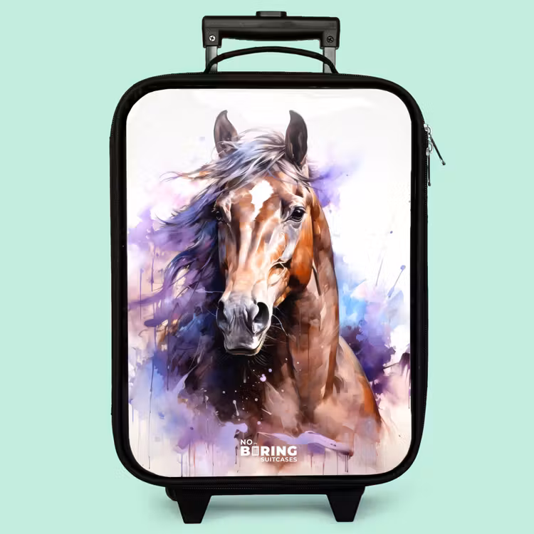 Kinderkoffer - Aquarelliertes Pferd mit bunten Spritzern — 3
