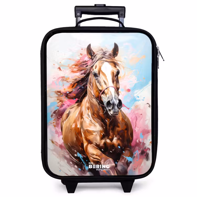 Kinderkoffer - Galoppierendes Pferd mit buntem Hintergrund — 1