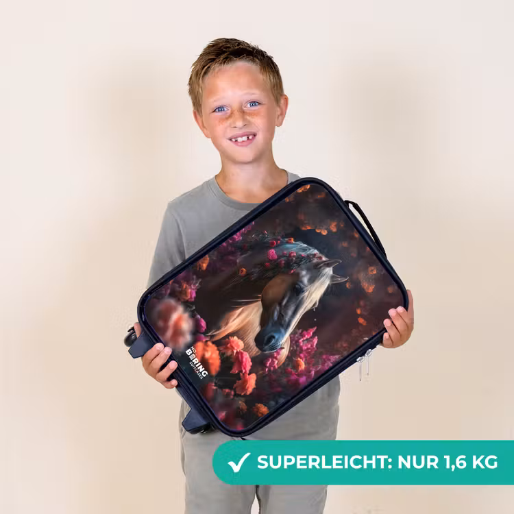 Kinderkoffer - Goldbraunes Pferd zwischen Blumen — 2