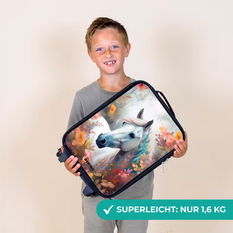 Kinderkoffer - Weißes Pferd umgeben von Blumen — 2