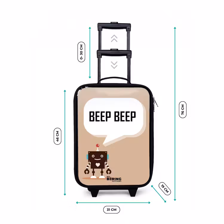 Kinderkoffer - Dunkelbrauner Roboter mit einem Text — 4