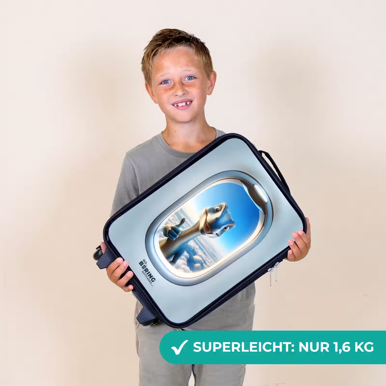 Kinderkoffer - Dino aus einem Flugzeugfenster — 1