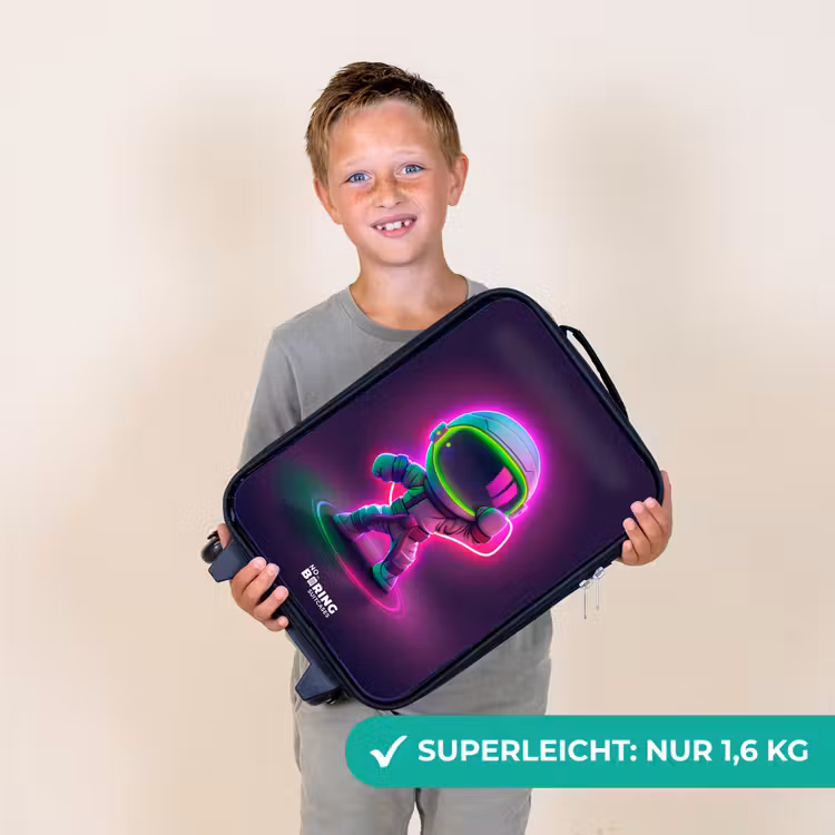 Kinderkoffer - Schwarz - Weltraum Karate Neon — 2