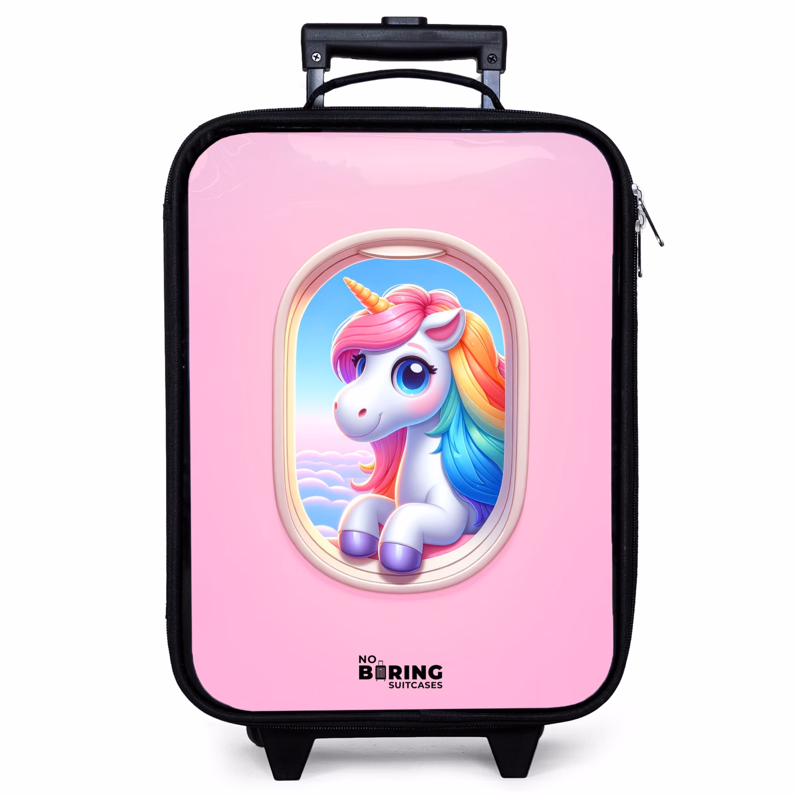 Kinderkoffer - Buntes Einhorn aus einem Flugzeugfenster — 1
