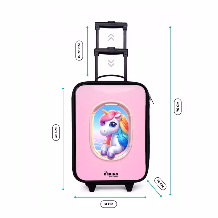 Kinderkoffer - Buntes Einhorn aus einem Flugzeugfenster — 7