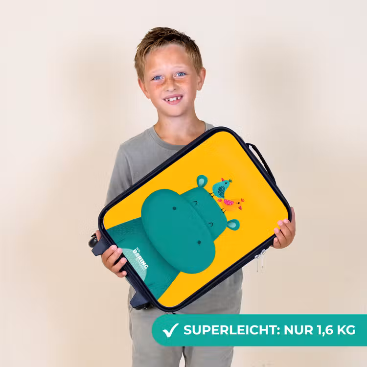 Kinderkoffer - Nilpferd - Vögel - Gelb — 2