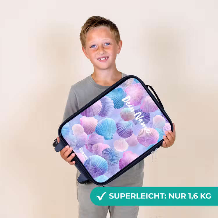 Kinderkoffer - Bunte Muscheln auf lila Hintergrund — 2
