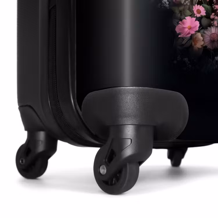 Koffer mit Name - Schwarzes Pferd mit weißer Blesse und bunten Blumen — 7