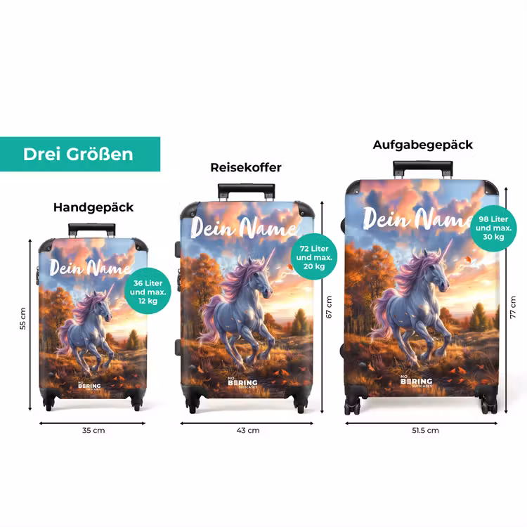 Koffer mit Name - Galoppierendes Einhorn in der Herbstwelt — 3