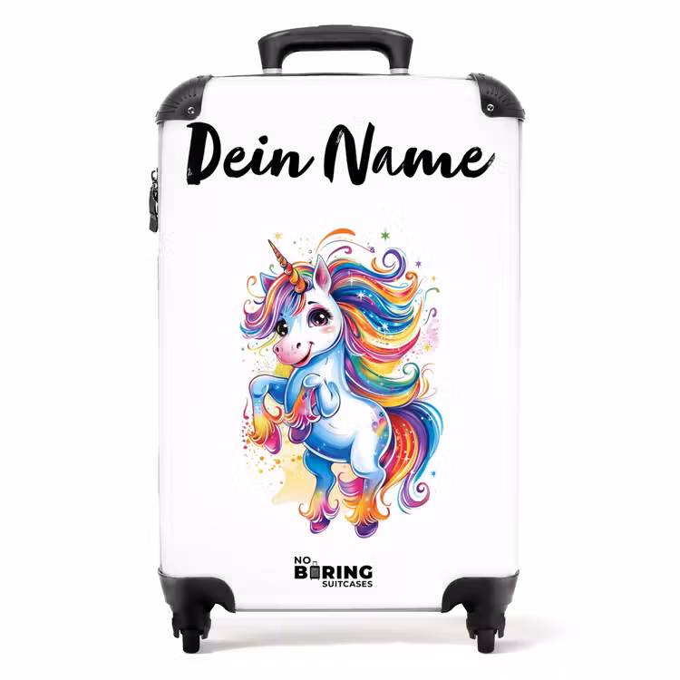 Koffer mit Name - Tänzelndes Einhorn mit Regenbogenmähne — 1